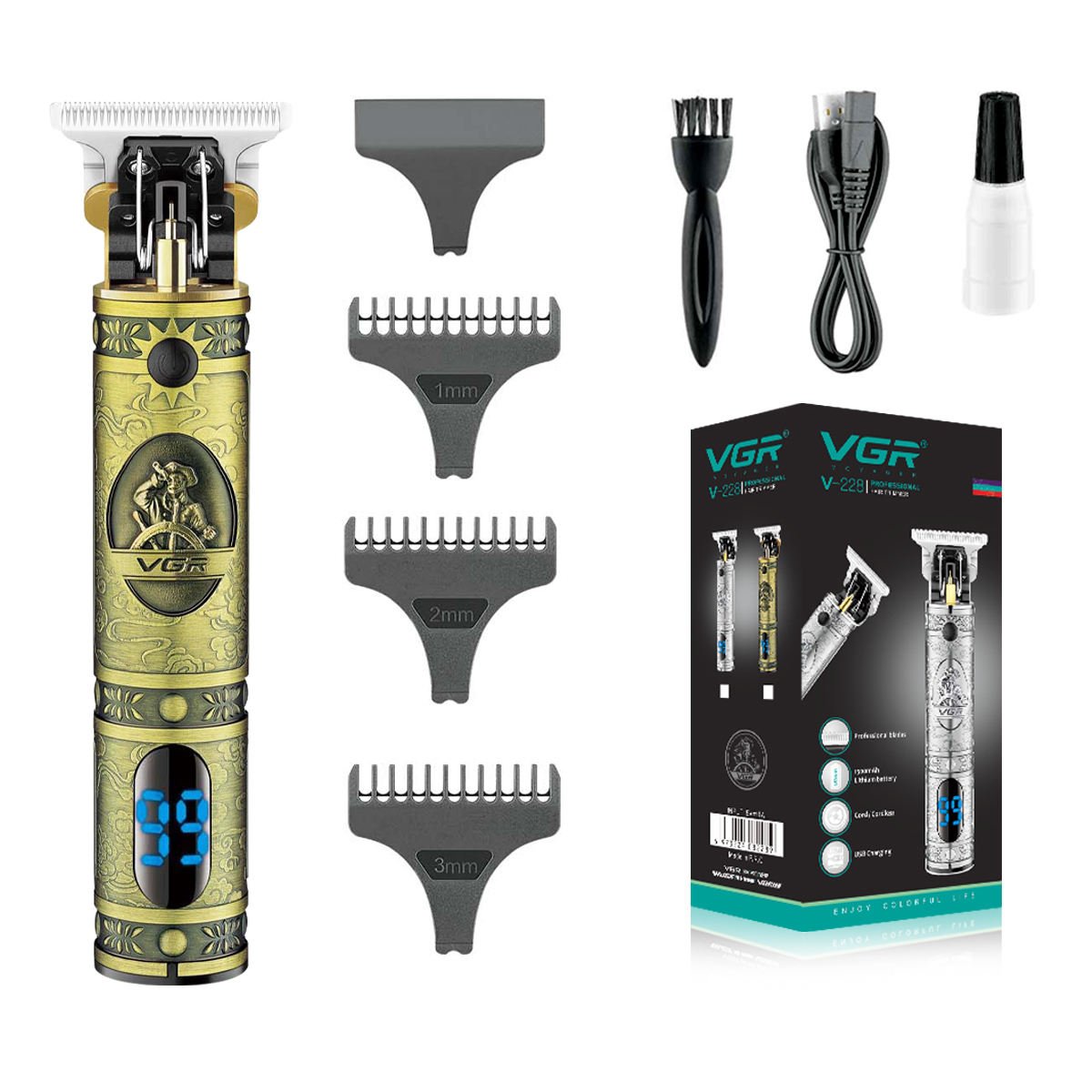 VGR V-228 零间隙理发器 理发店专用无线电动剃头刀 男士适用