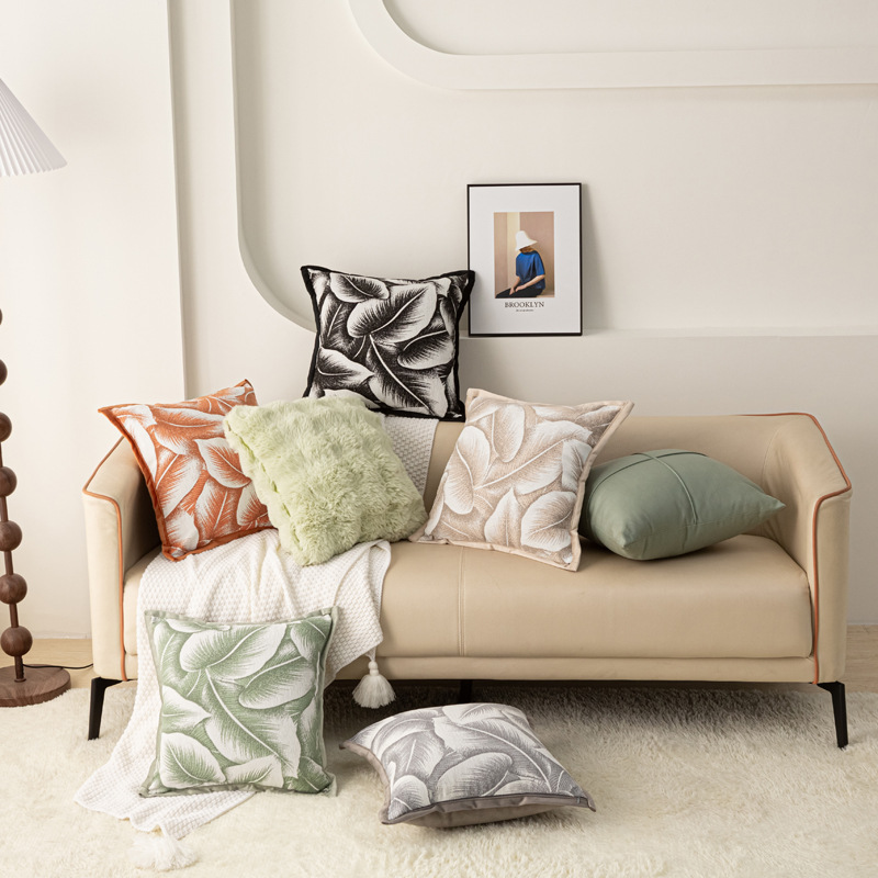 Chenille large leaf pattern pillowcase Specification image