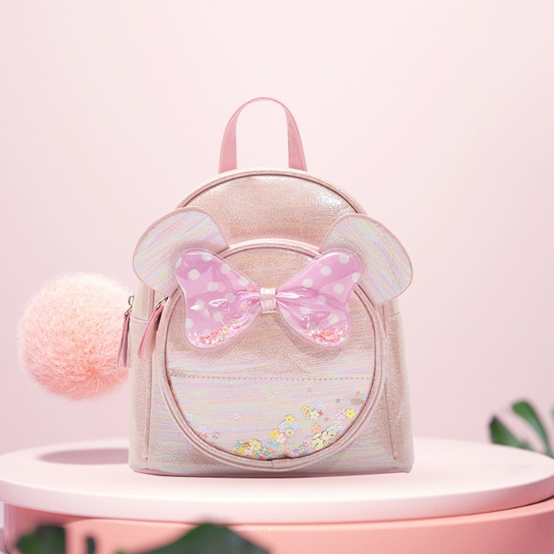 Big-tailed cat cartoon Mickey Mouse ears bow backpack, princess fashion girls' schoolbag, casual and cute bag Item Picture