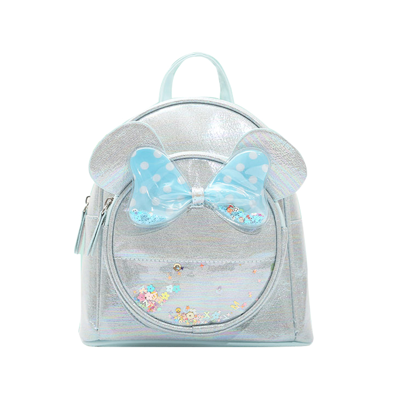 Big-tailed cat cartoon Mickey Mouse ears bow backpack, princess fashion girls' schoolbag, casual and cute bag