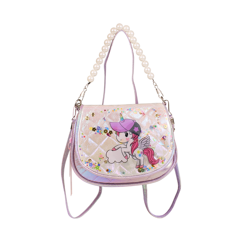 A cute, outdoor and fashionable mini Korean version crossbody bag for girls in the shape of a big-tailed cat cartoon unicorn
