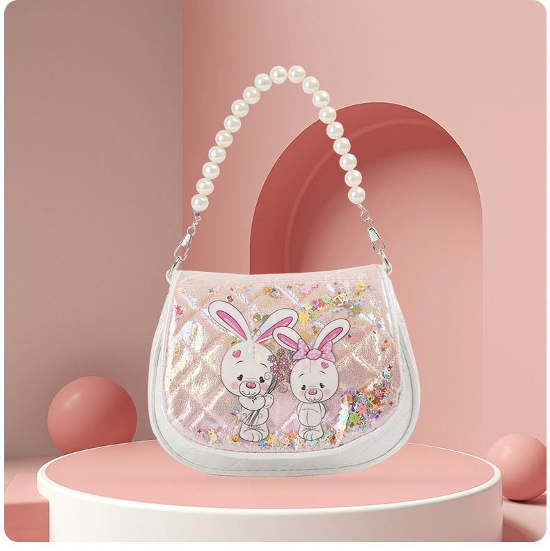 Large-tailed cat and rabbit, fashionable, casual, cute and fun, kindergarten princess girl bag, rabbit hand-held crossbody bag Specification image