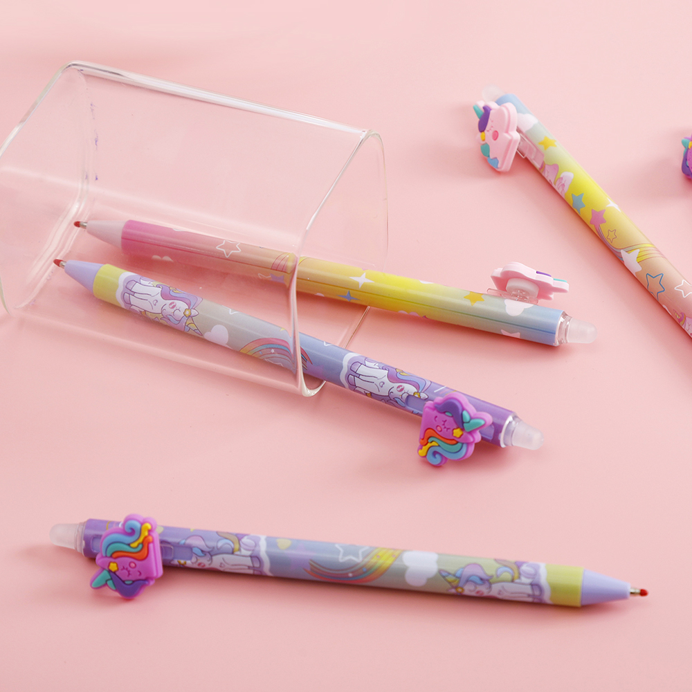 Student erasable Pen - Unicorn Cute pendant style thermal erasable gel pen Application Scenario