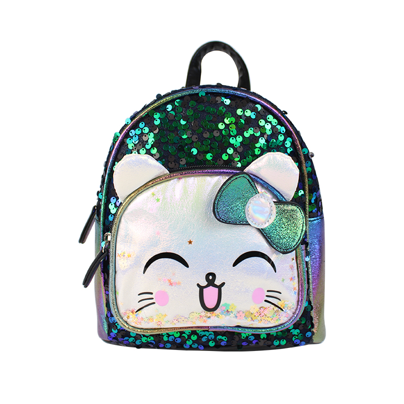 Big tail cat sequined cute cat children's backpack cartoon image Love Princess girls fashionable pu children's backpack details Picture