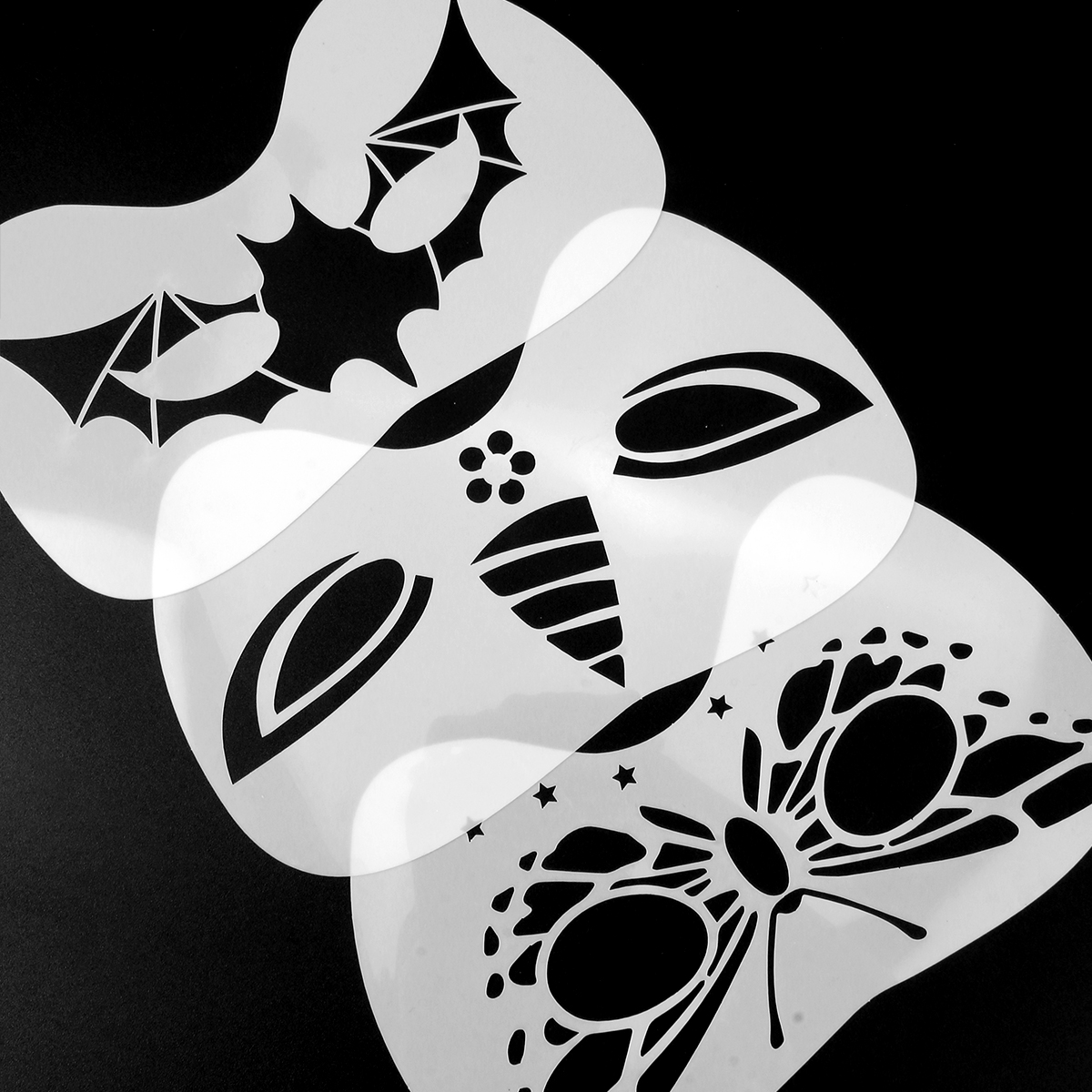 5 body painting templates - Reusable, suitable for drawing facial and body tattoo patterns. Special for Halloween, Christmas and holiday party mask makeup Item Picture