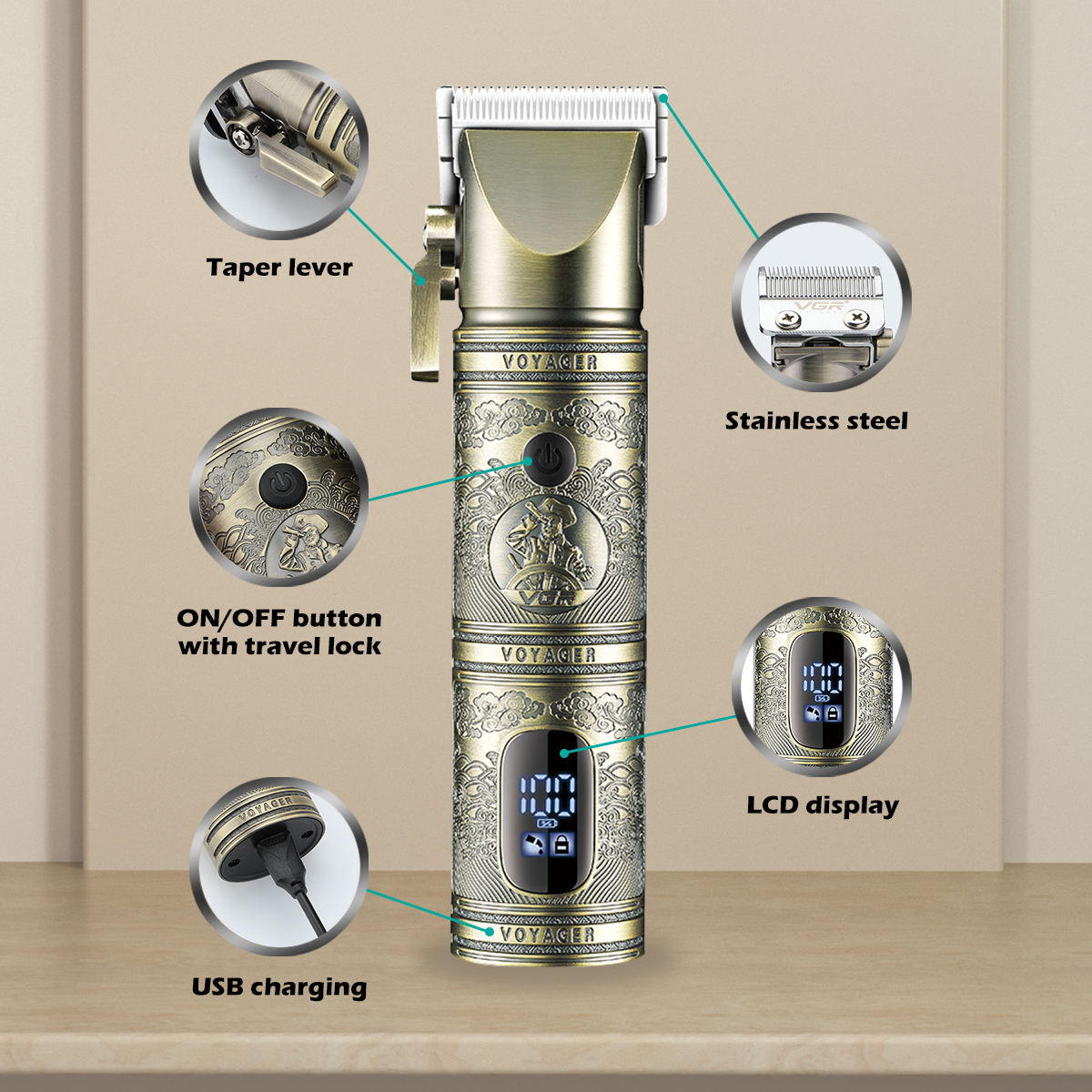 VGR V-697 New metal body wireless hair clipper, professional rechargeable hair salon razor Application Scenario