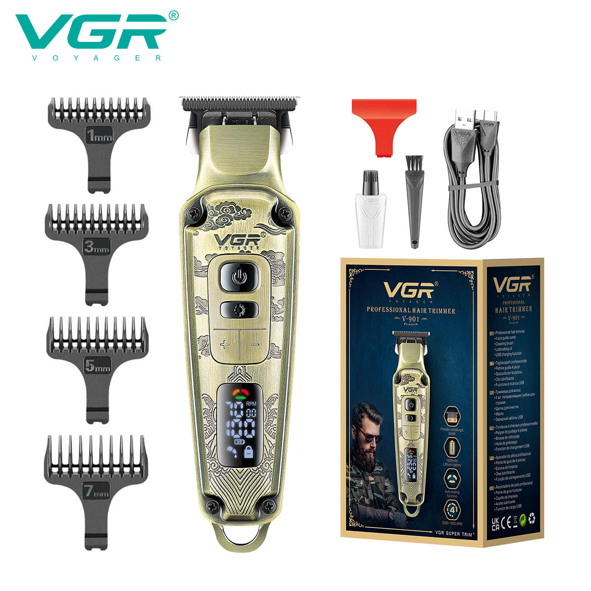VGR V-901 Hair clipper Professional cordless electric hair cutter for men
