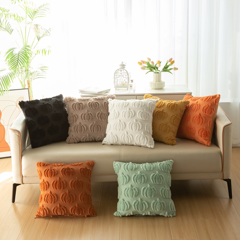Rabbit fur pumpkin pattern pillowcase