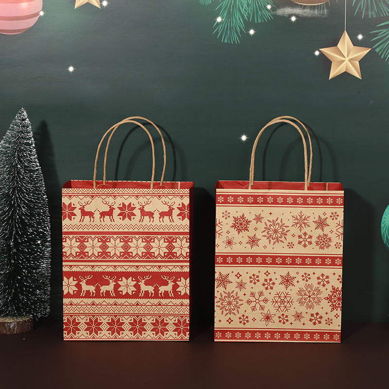 Customized printed degradable kraft paper gift shopping bags - supporting digital logo printing for Christmas gift packaging Application Scenario