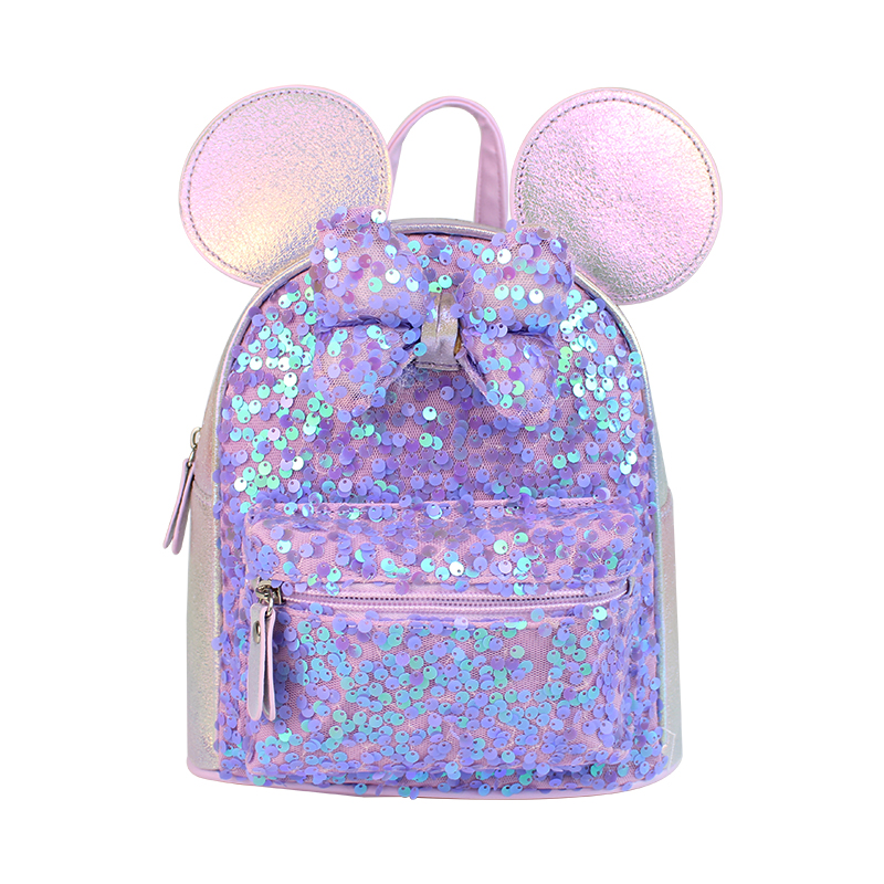 Big tail cat sequined bow children's backpack, cartoon cute princess, girls' fashionable and adorable children's backpack