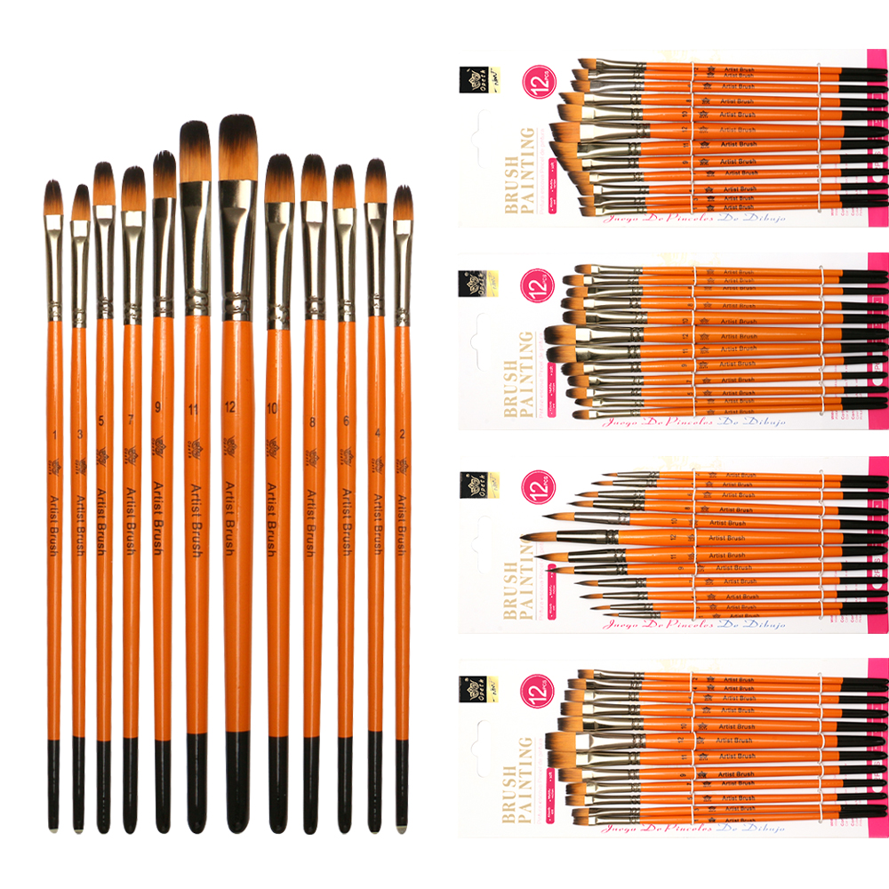 12-piece round pointed brush set - Specialized art brushes suitable for acrylic, gouache, and oil painting creation. Fine painting brushes are universal art supplies for both beginners and professionals