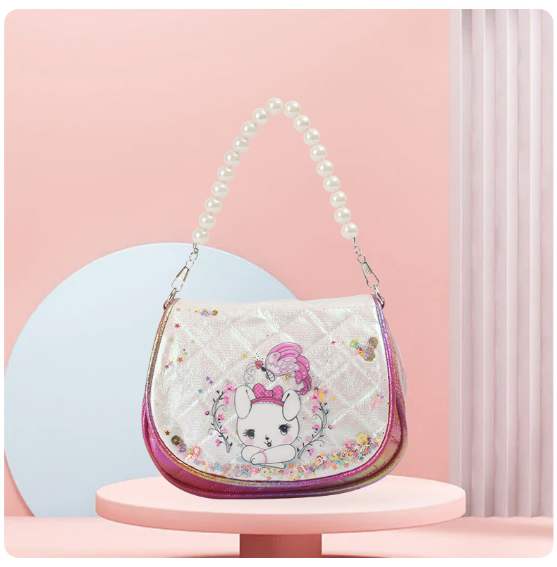 Large-tailed cat and rabbit, fashionable, casual, cute and fun, kindergarten princess girl bag, rabbit hand-held crossbody bag Item Picture