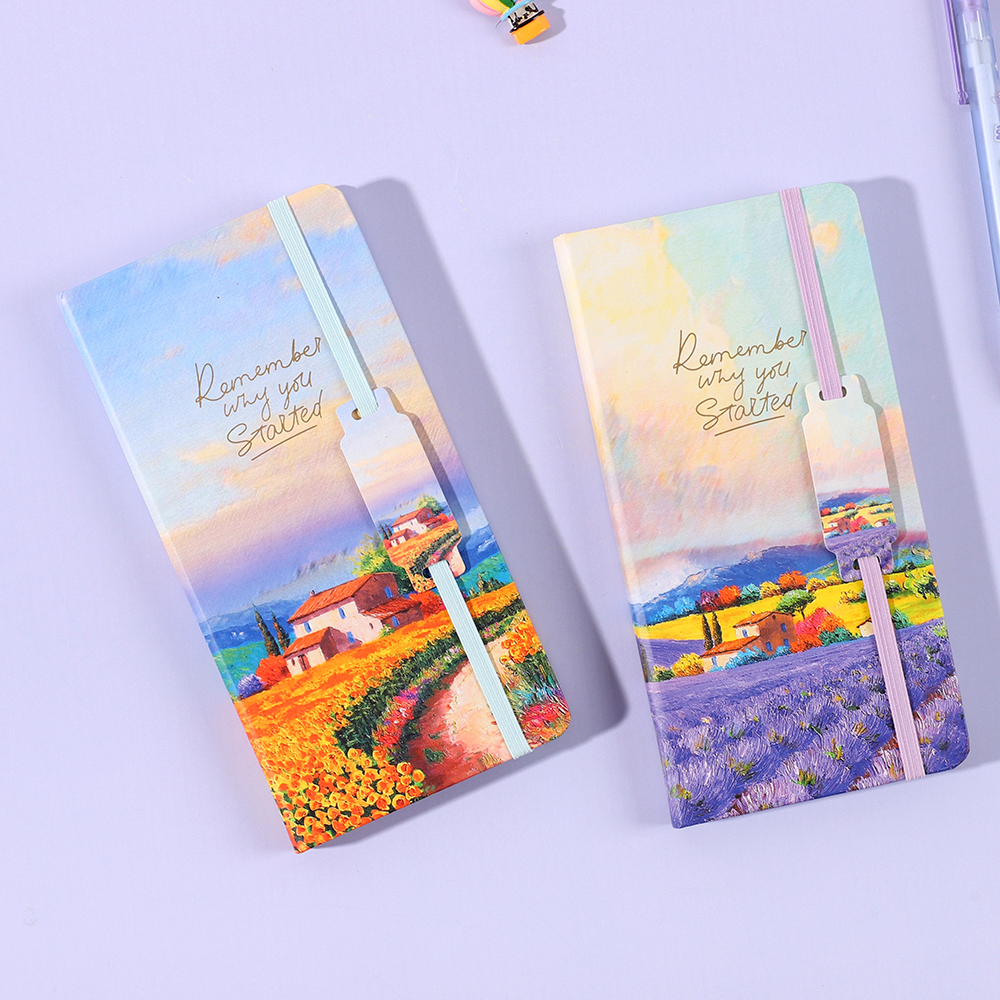 Landscape pattern pocket notebook - A portable and easy-to-carry notebook with a fairy tale town theme details Picture