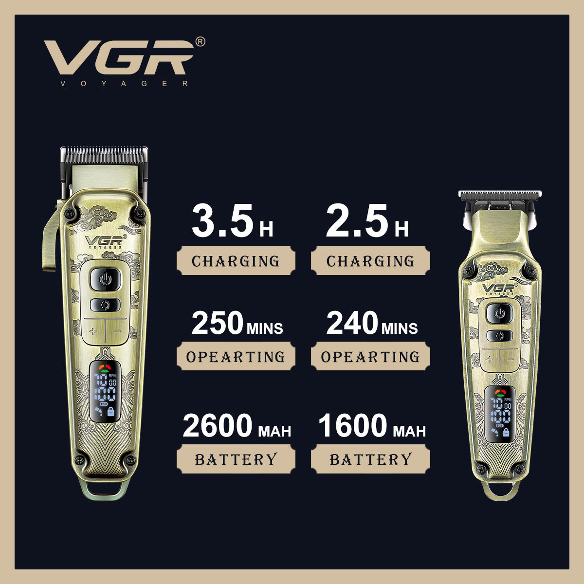 VGR V-643 Hair Salon Dedicated Charging wireless Professional Hair clipper set suitable for men Item Picture