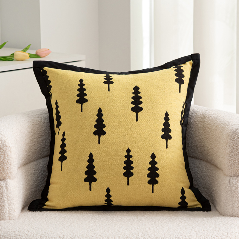 Chenille ring gauze pine forest pattern pillowcase details Picture