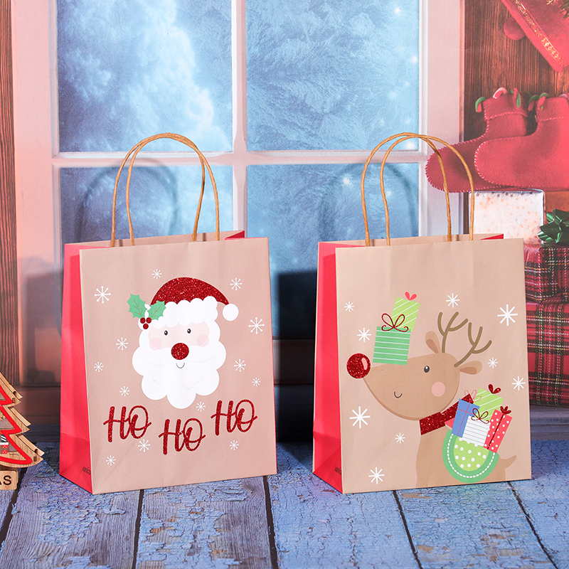2026 新年定制款圣诞树印花牛皮纸手提袋 — 圣诞快乐主题装饰 派对礼品袋 Specification image