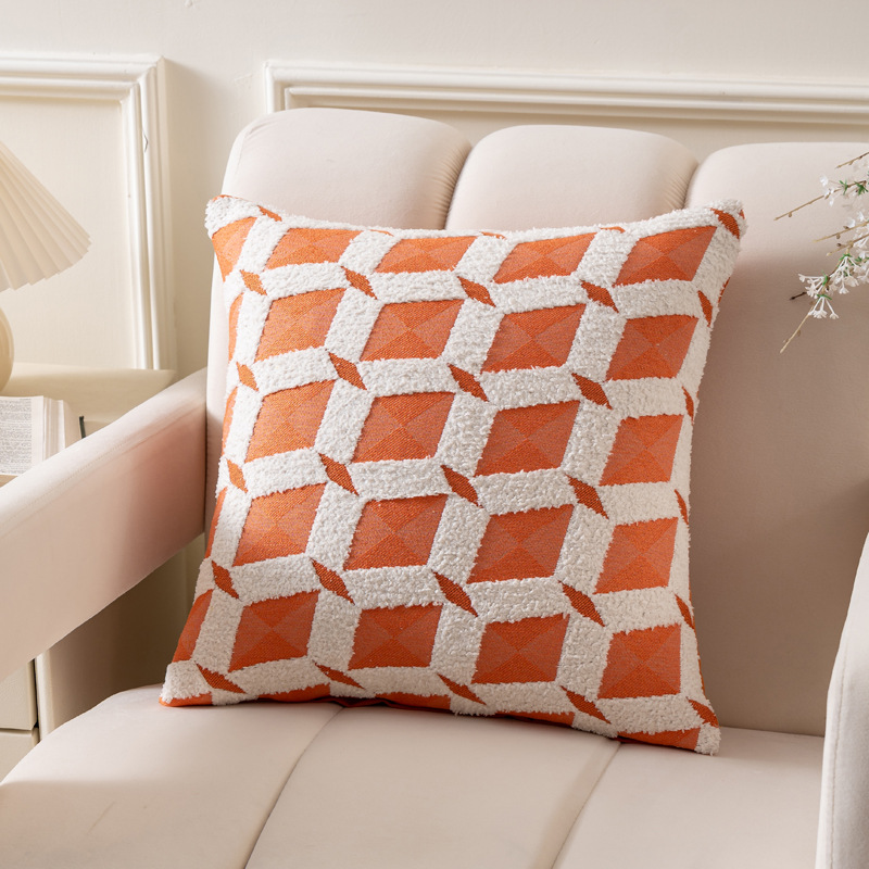 A pillowcase with a rhombic pattern of looped fleece Item Picture