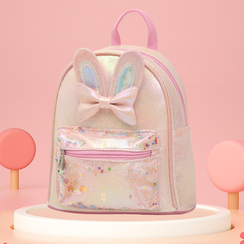 Big-tailed cat, sequined bow, rabbit, children's backpack, cartoon image, fashionable and cute girls, trendy children's shoulders Specification image