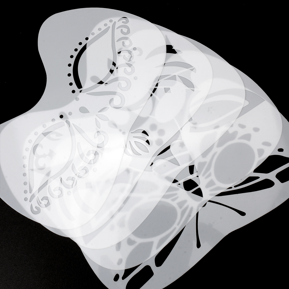 5 body painting templates - Reusable, suitable for drawing facial and body tattoo patterns. Special for Halloween, Christmas and holiday party mask makeup Specification image