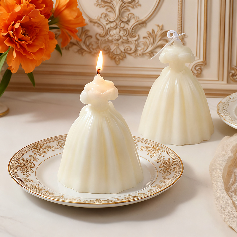 Factory direct supply of white wedding dress scented candles - Handcrafted bride-shaped soy wax tabletop pose props
