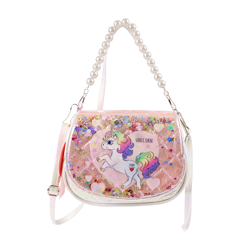 A cute, outdoor and fashionable mini Korean version crossbody bag for girls in the shape of a big-tailed cat cartoon unicorn details Picture