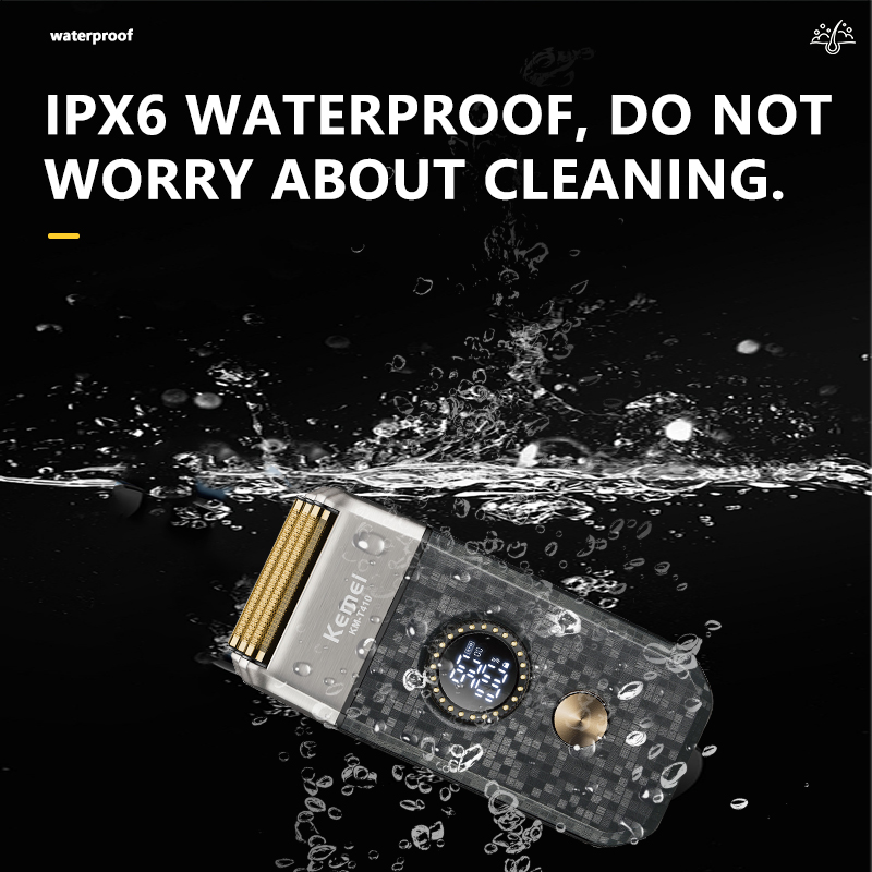 科美电动胡须刀 KM-T410——13 档调速 1200 毫安电池 9000 转 / 分钟 IPX6 防水 光头神器 三刀头搭配迷你剃须刀 Specification image