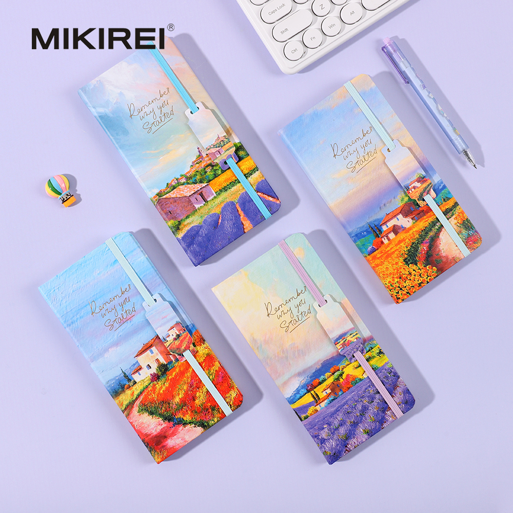 Landscape pattern pocket notebook - A portable and easy-to-carry notebook with a fairy tale town theme