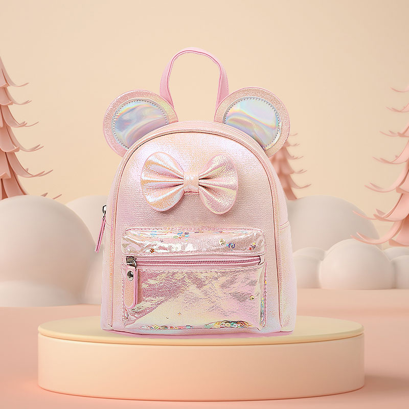 Big Tail Cat sequined children's trendy backpack, Mickey Cartoon bow princess girls' fashionable and cute children's bag Specification image