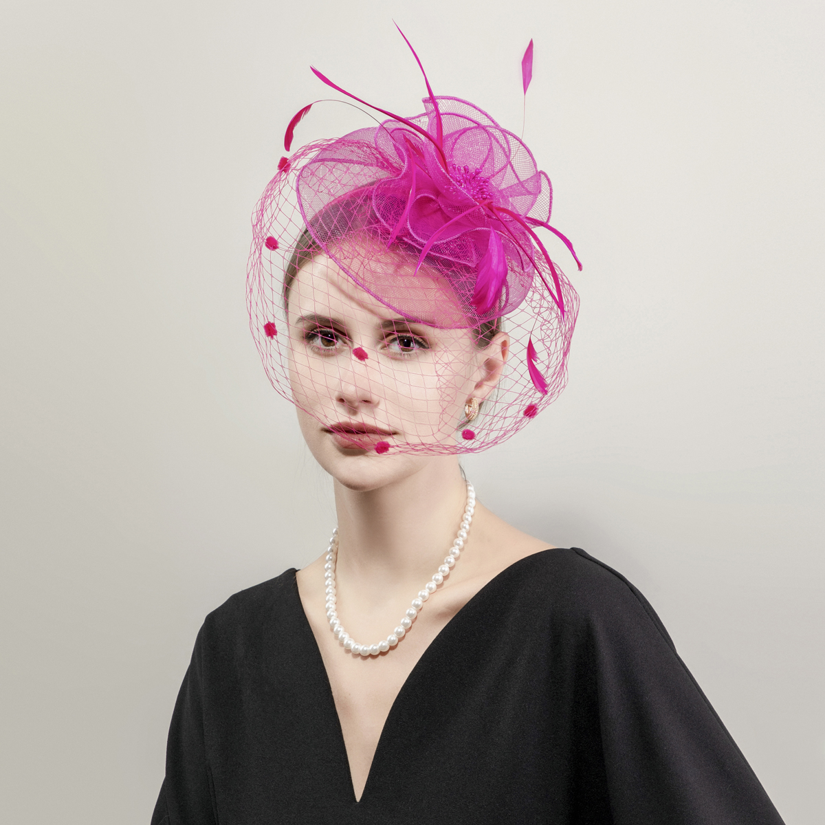 欧美新款黑色麻花瓣赛马节头饰 英伦风发饰 韩式发卡 走秀款细布羽毛礼帽