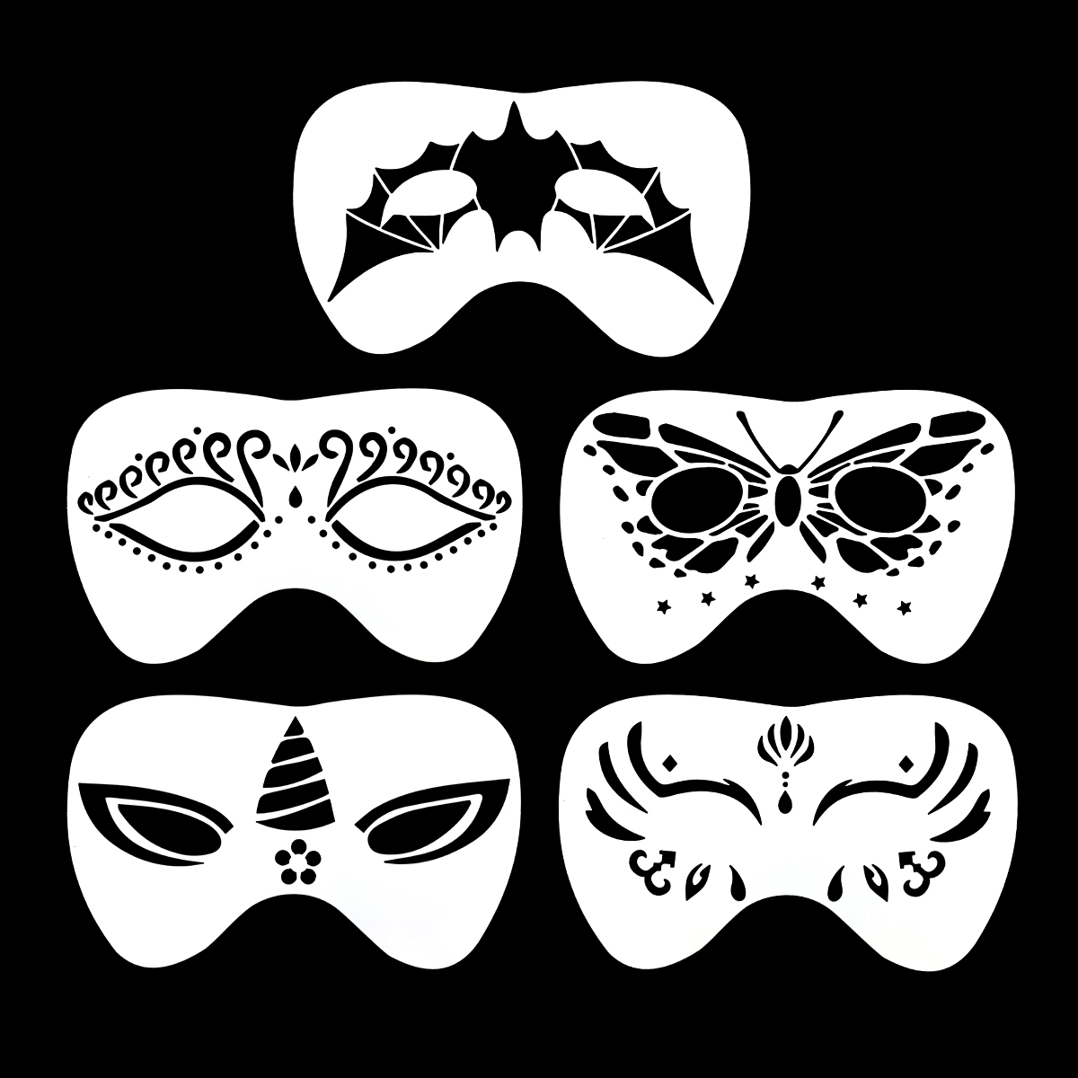 5 body painting templates - Reusable, suitable for drawing facial and body tattoo patterns. Special for Halloween, Christmas and holiday party mask makeup details Picture