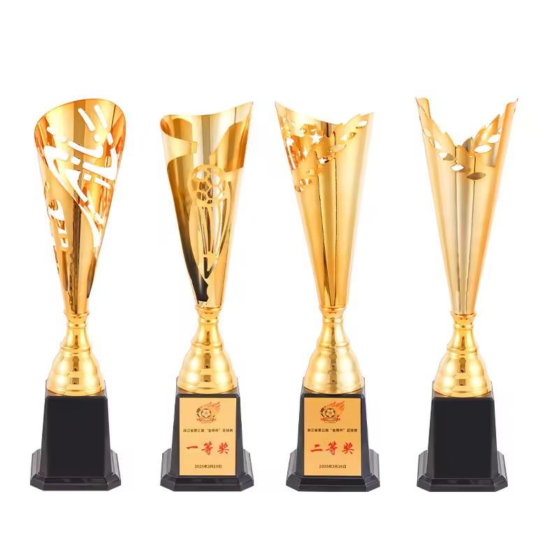 Black high-end metal trophy - customizable pattern engraving and electroplating process support exclusive LOGO labeling