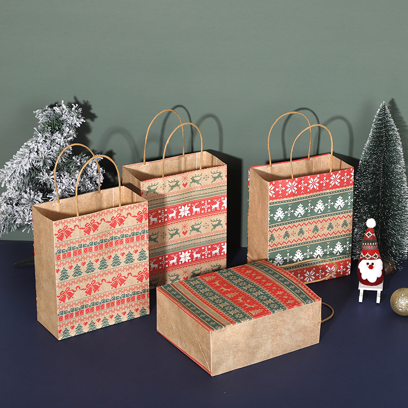 圣诞糖果礼品纸袋 — 带提手 节日印花礼品包装袋 details Picture