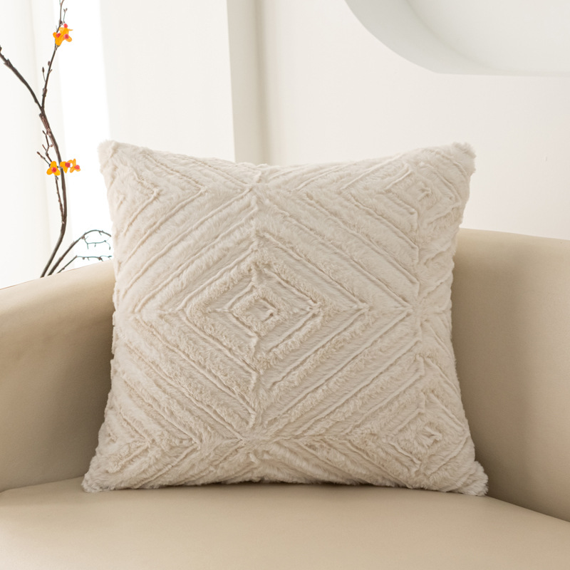 兔毛几何抽象抱枕套 Item Picture