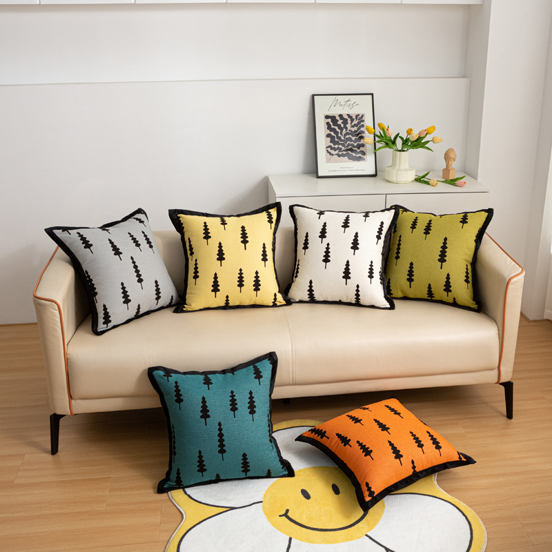 雪尼尔圈圈纱松林图案抱枕套