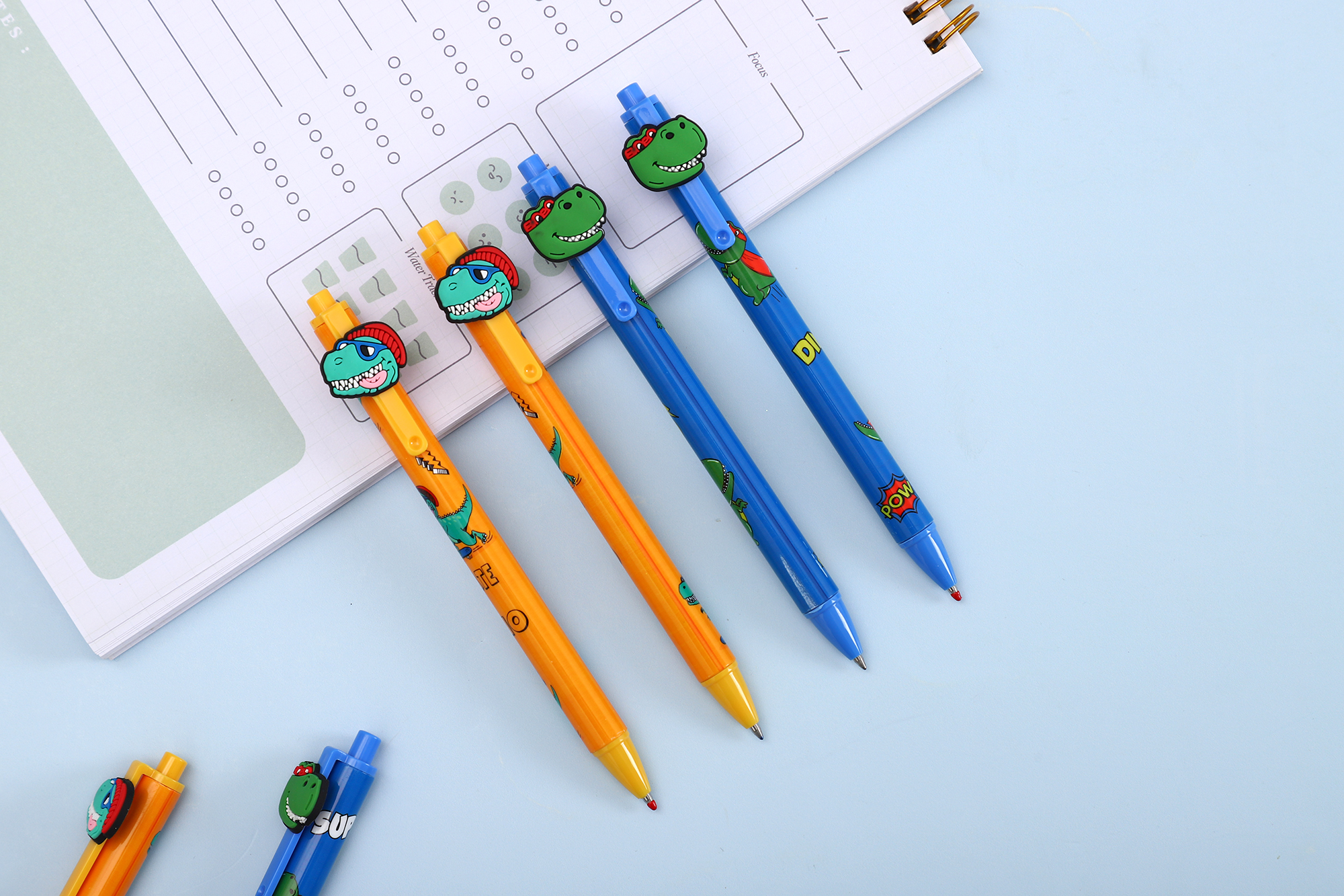 按压式贴纸圆珠笔 —— 恐龙卡通主题中性笔 小学一二年级适用 details Picture