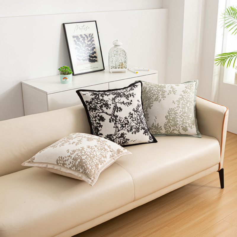 雪尼尔奶油风杨树图案抱枕套 Specification image