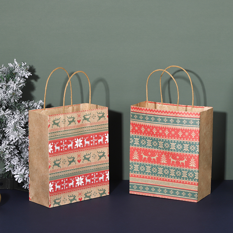 圣诞糖果礼品纸袋 — 带提手 节日印花礼品包装袋 Specification image