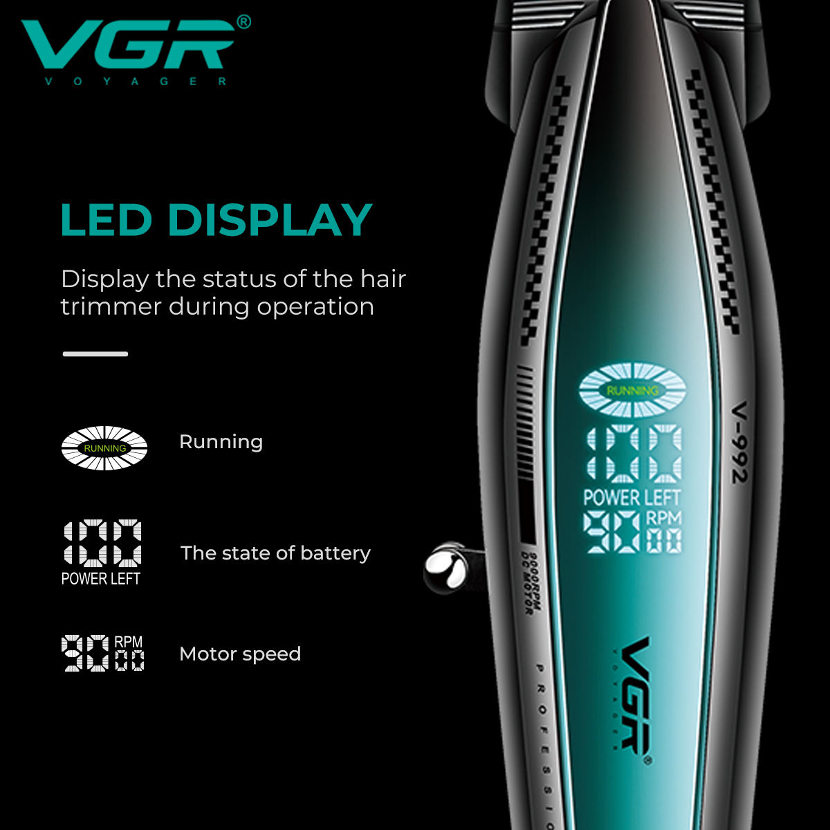 VGR V-992 High-speed charging hair clipper for Barber Shops, suitable for men Item Picture