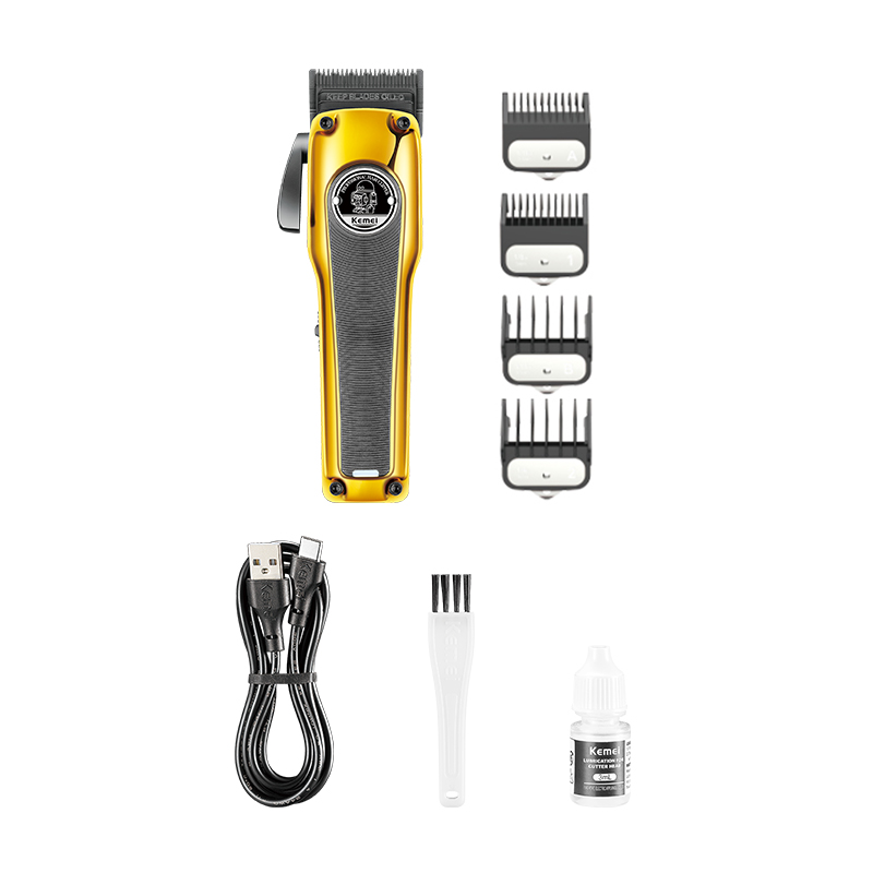Professional rechargeable metal electric hair clipper KM-1826 Gold Model - Men's Special hair shaving and trimming tool Application Scenario