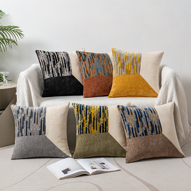 Chenille yarn patchwork pillowcase details Picture