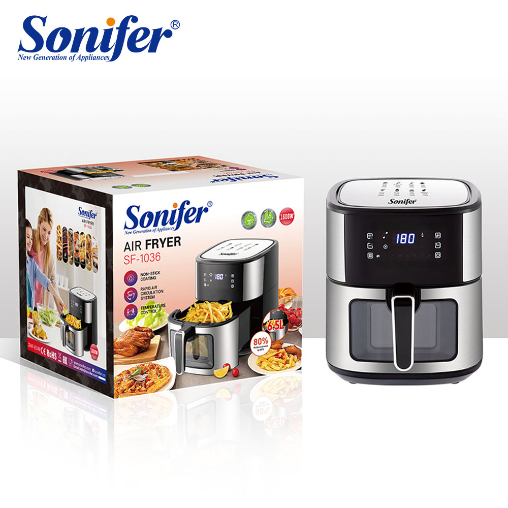Sonifer SF-1036 6.5-liter digital air fryer with one-touch operation, 1600-watt healthy quick cooking, uniform heating details Picture