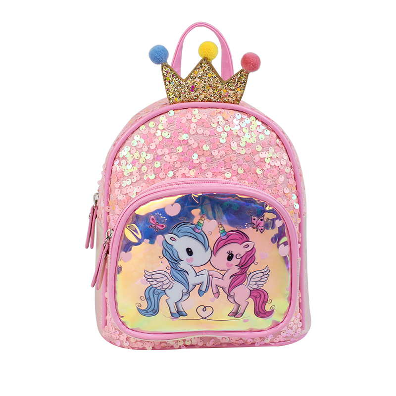 Big tail cat sequined unicorn children's backpack cartoon image Love Princess Girls Fashionable and cute children's backpack