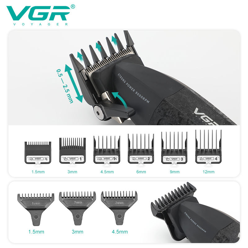 VGR V-640 DLC high-speed motor hair clipper, specially designed for barber shops, rechargeable for men Specification image