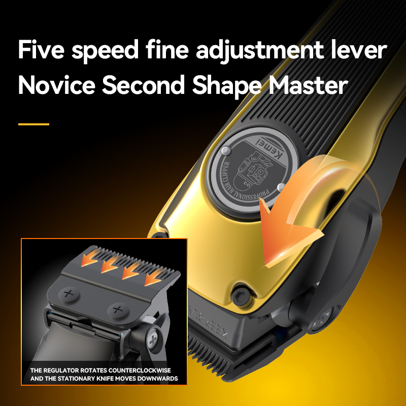 Professional rechargeable metal electric hair clipper KM-1826 Gold Model - Men's Special hair shaving and trimming tool Specification image