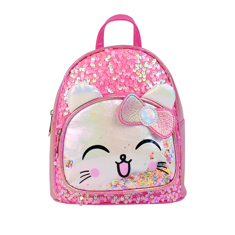 Big tail cat sequined cute cat children's backpack cartoon image Love Princess girls fashionable pu children's backpack Item Picture