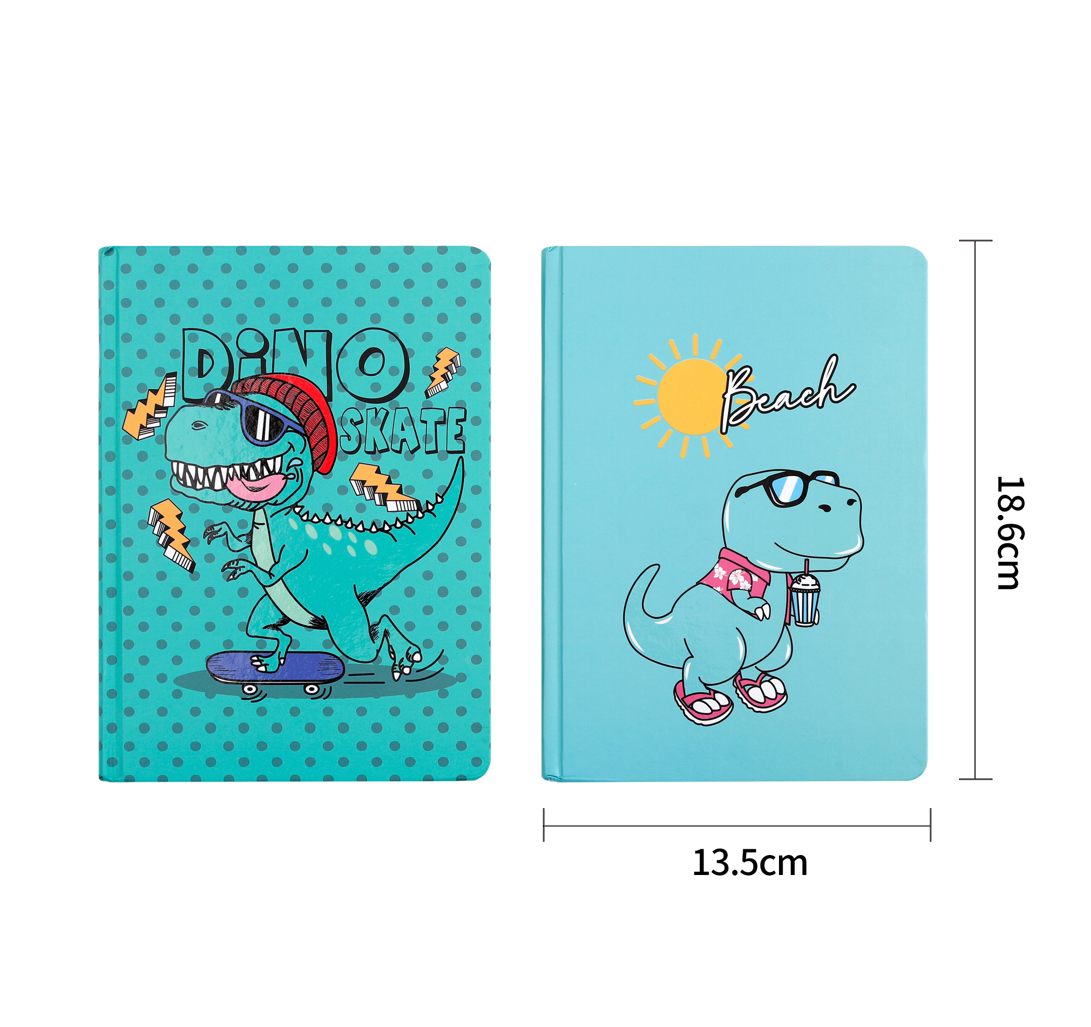 A5 hardcover student Notebook - Thick, rounded corner design with dinosaur patterns Item Picture