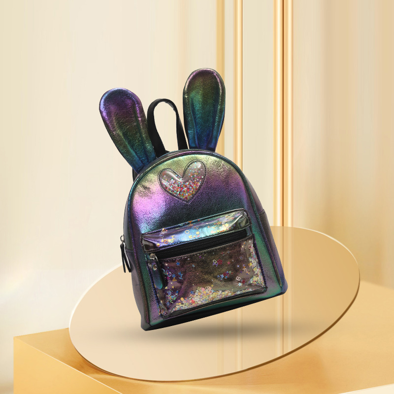 大尾猫亮片蝴蝶结兔子儿童双肩包卡通图像女童时尚可爱儿童潮流双肩