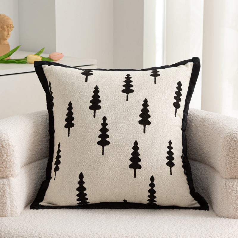 Chenille ring gauze pine forest pattern pillowcase Item Picture