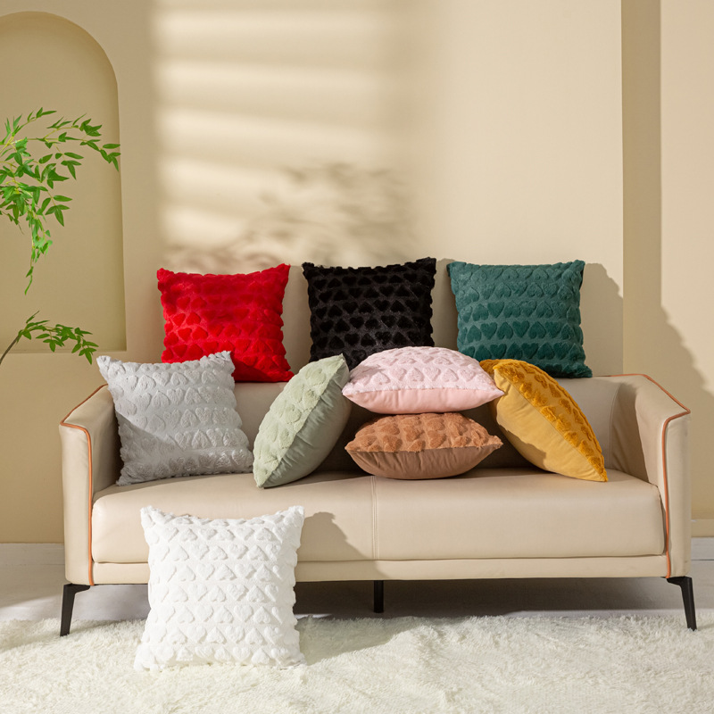 兔毛爱心抱枕套 details Picture