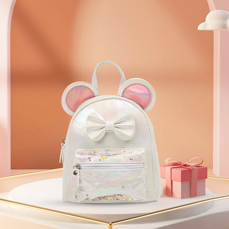 Big Tail Cat sequined children's trendy backpack, Mickey Cartoon bow princess girls' fashionable and cute children's bag details Picture